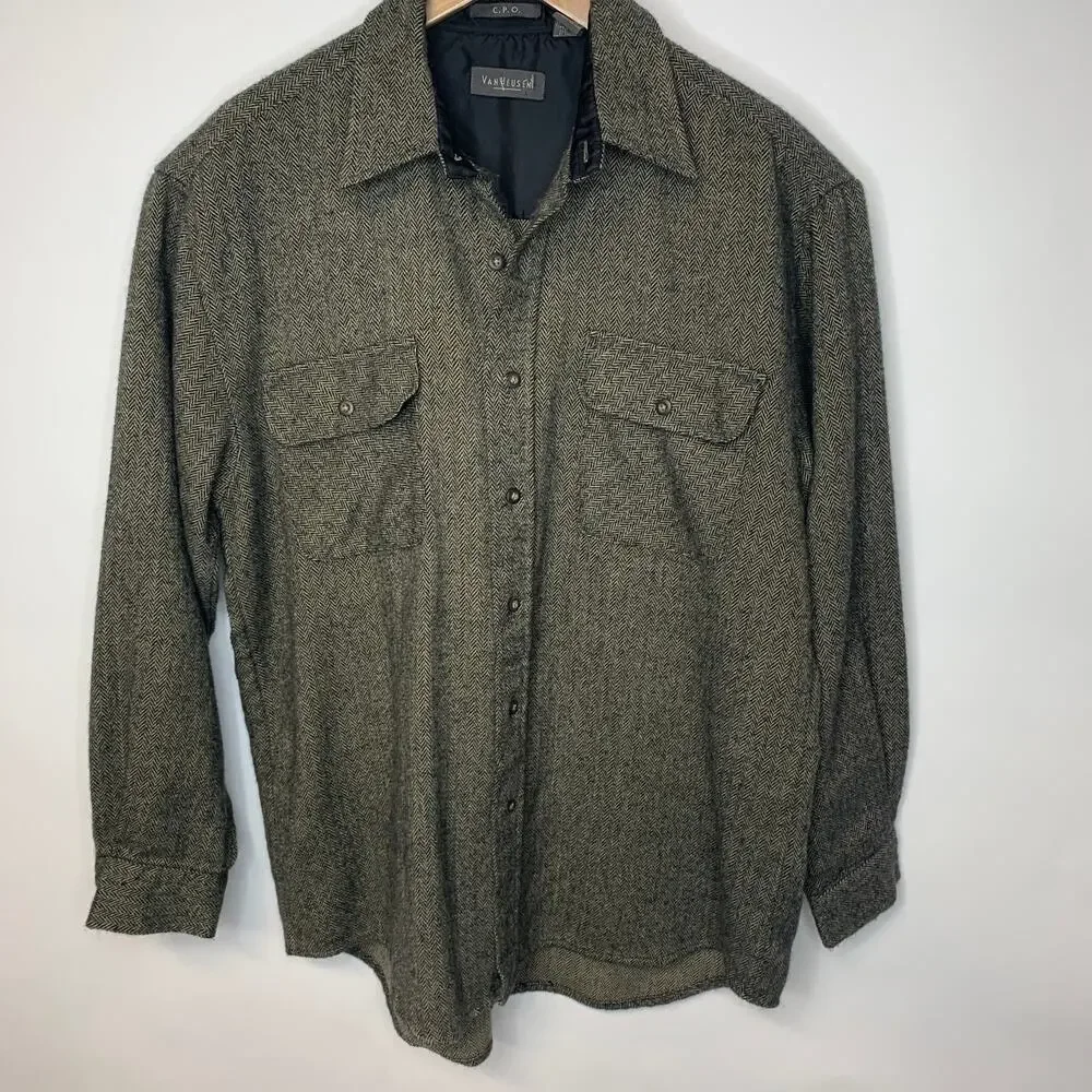 Vintage Van Heusen  Herringbone Shacket Sz 15 1/2